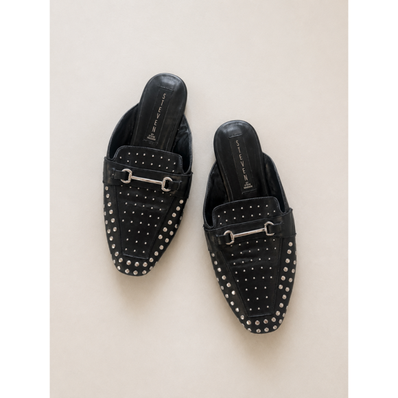 Steve Madden Accessories - Steve Madden Black Studded Horsebit Mule Loafers